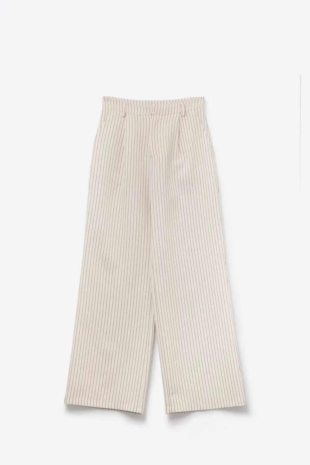 Chic Pinstripe Cream Wide-Leg Pants with Lined Fit - Pants