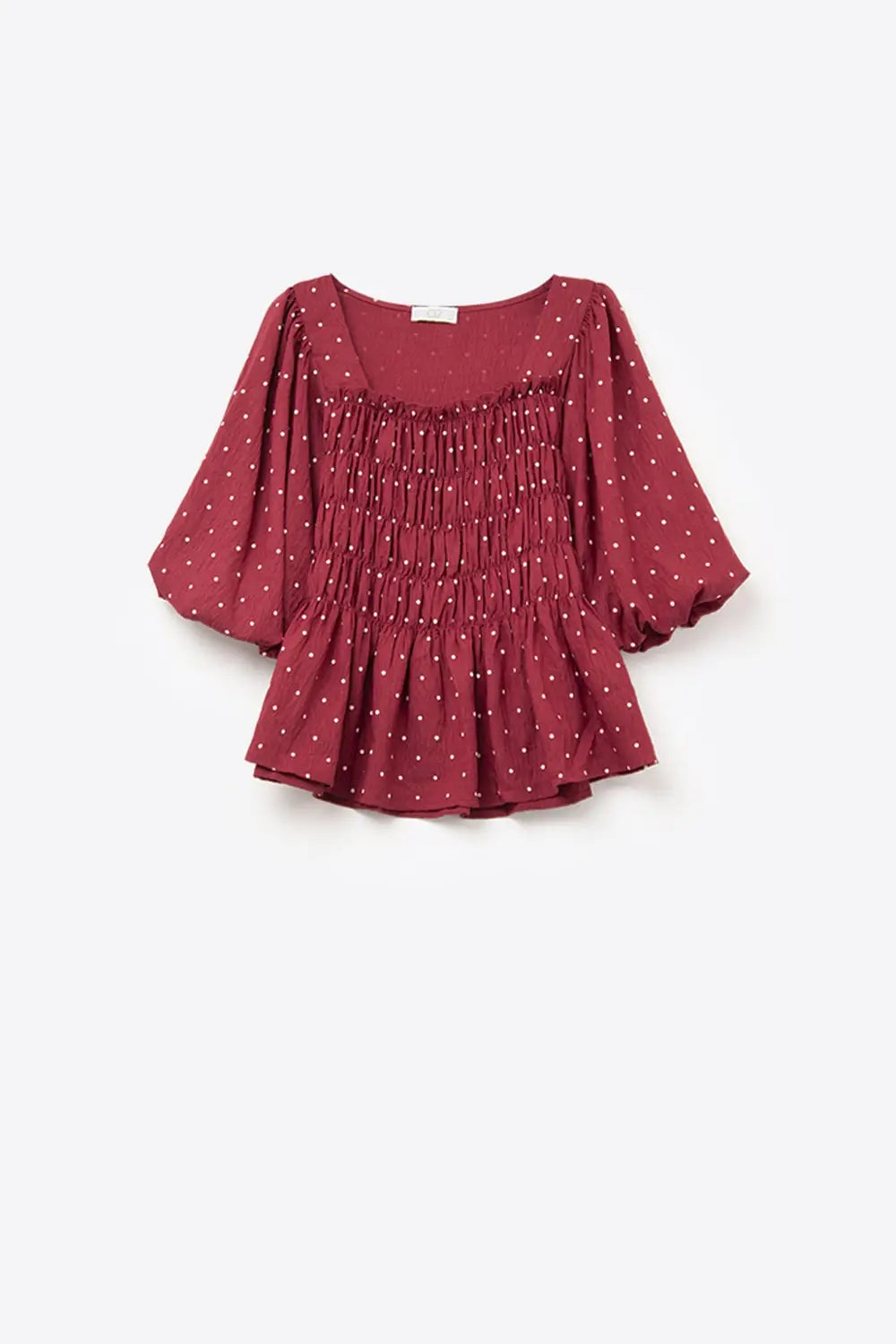 Chic Red Polka-Dot Cropped Top ajusté à la taille - Tops