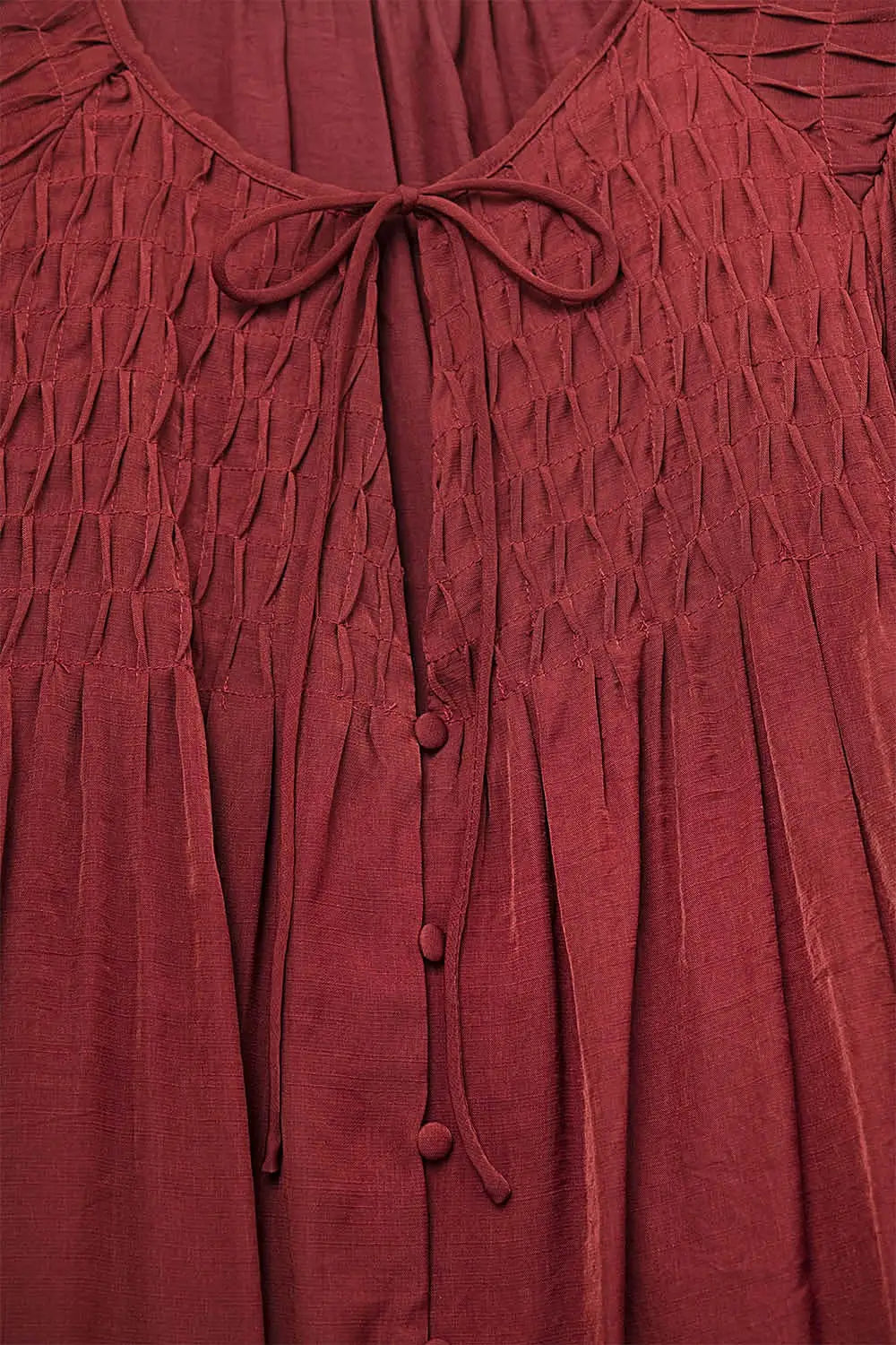 Chic Red Satin Shirt with Lace - Tops