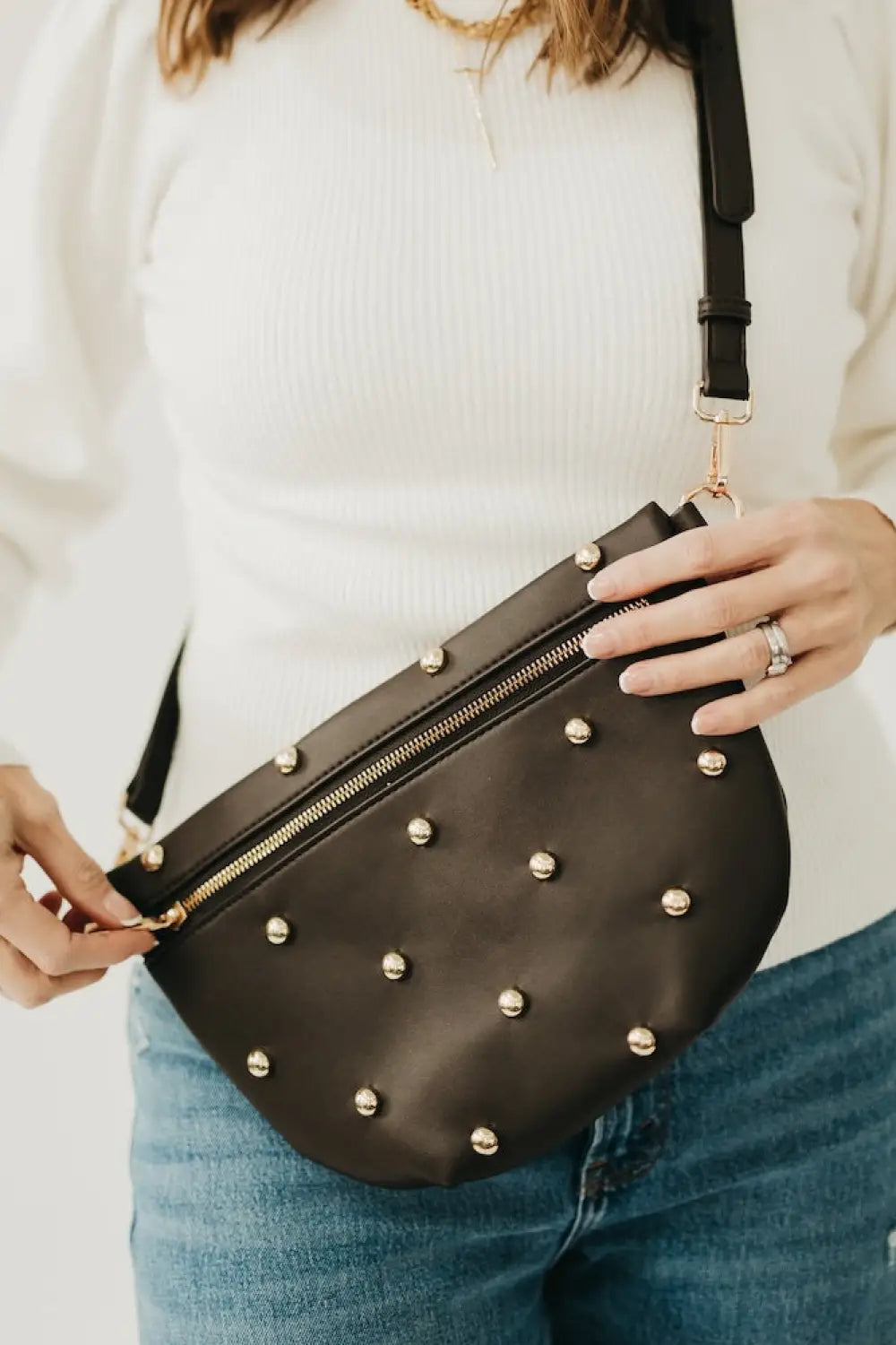 Chic Gold Studded Westlyn Bum Bag