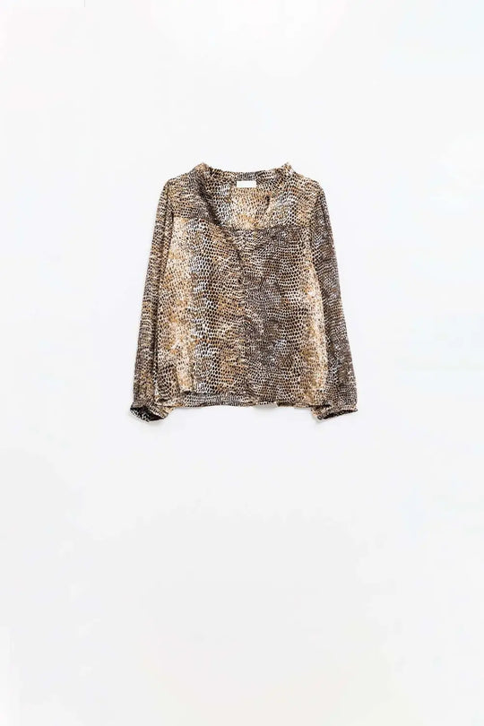 Chiffon Blouse in Brown Leopard Print - Shirts