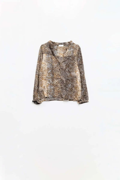 Chiffon Blouse in Brown Leopard Print - Shirts