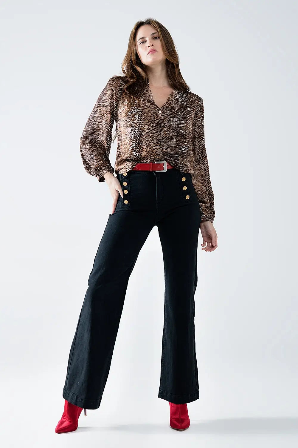 Chiffon Blouse in Brown Leopard Print - Shirts