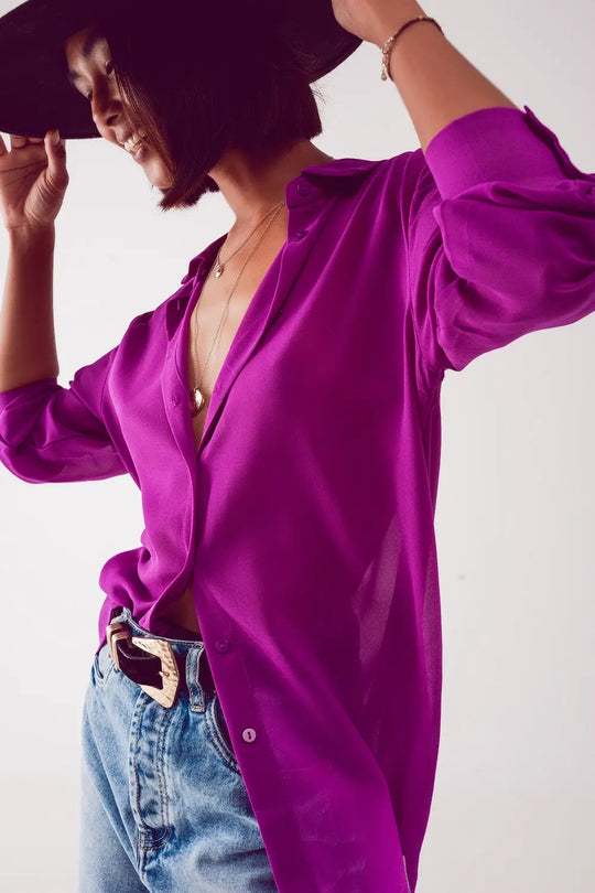 Chiffon shirt in purple - Shirts