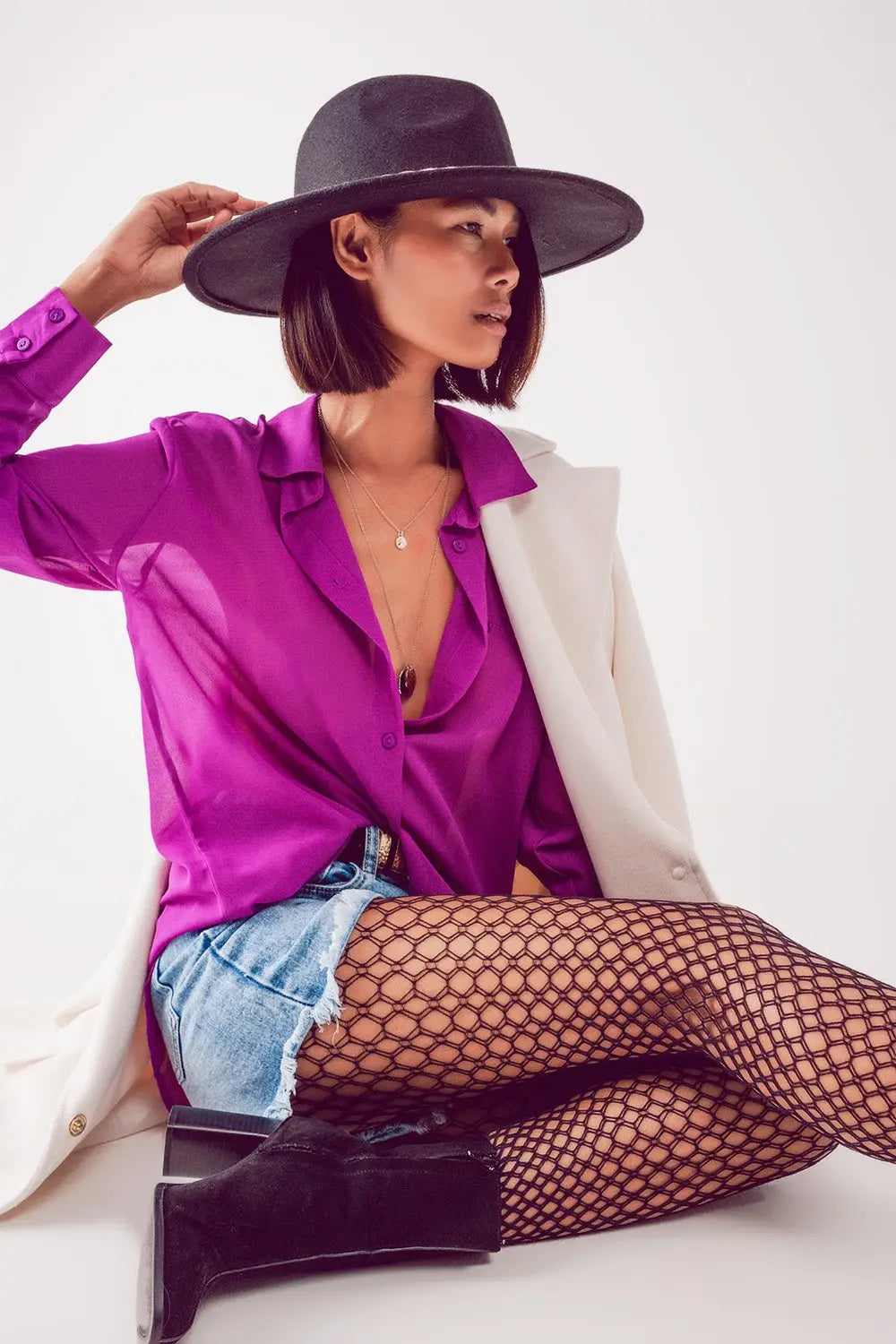 Chiffon shirt in purple - Shirts