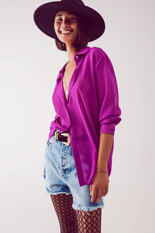 Chiffon shirt in purple - Shirts