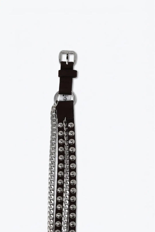 Choco Studded Belt with Hanging Chains - Accesory