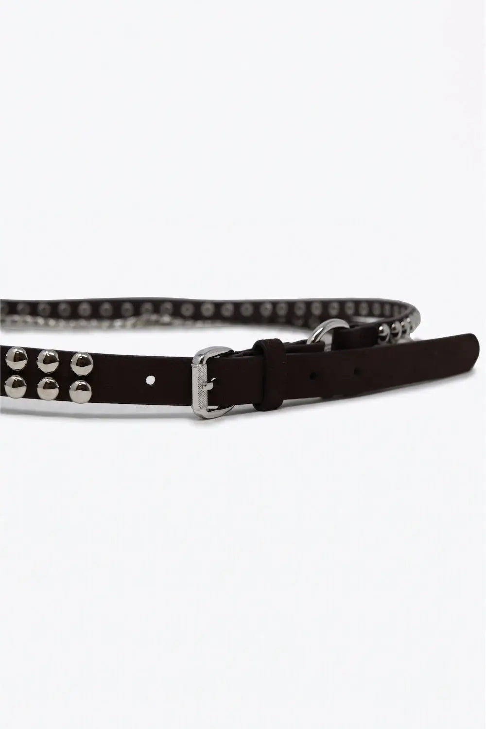 Choco Studded Belt with Hanging Chains - Accesory
