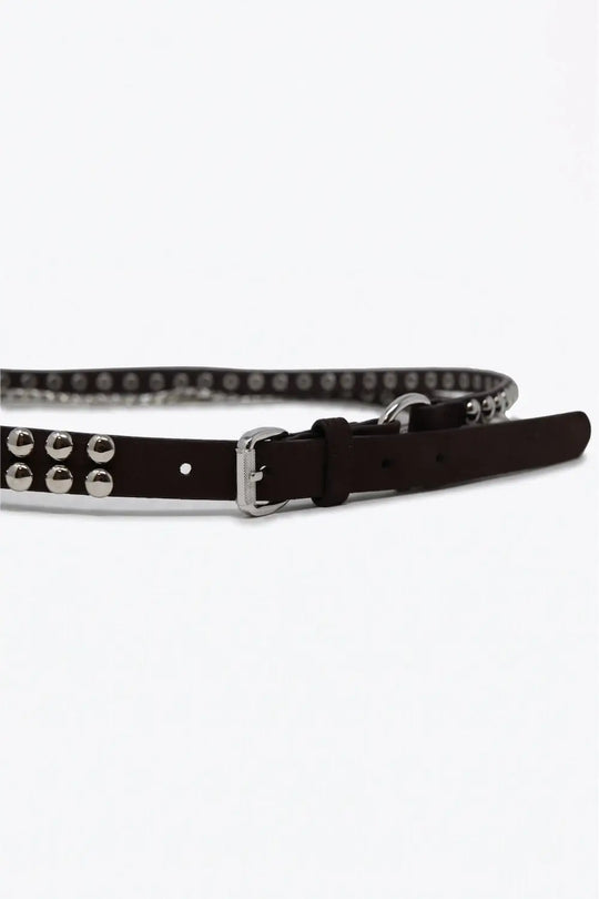 Choco Studded Belt with Hanging Chains - Accesory