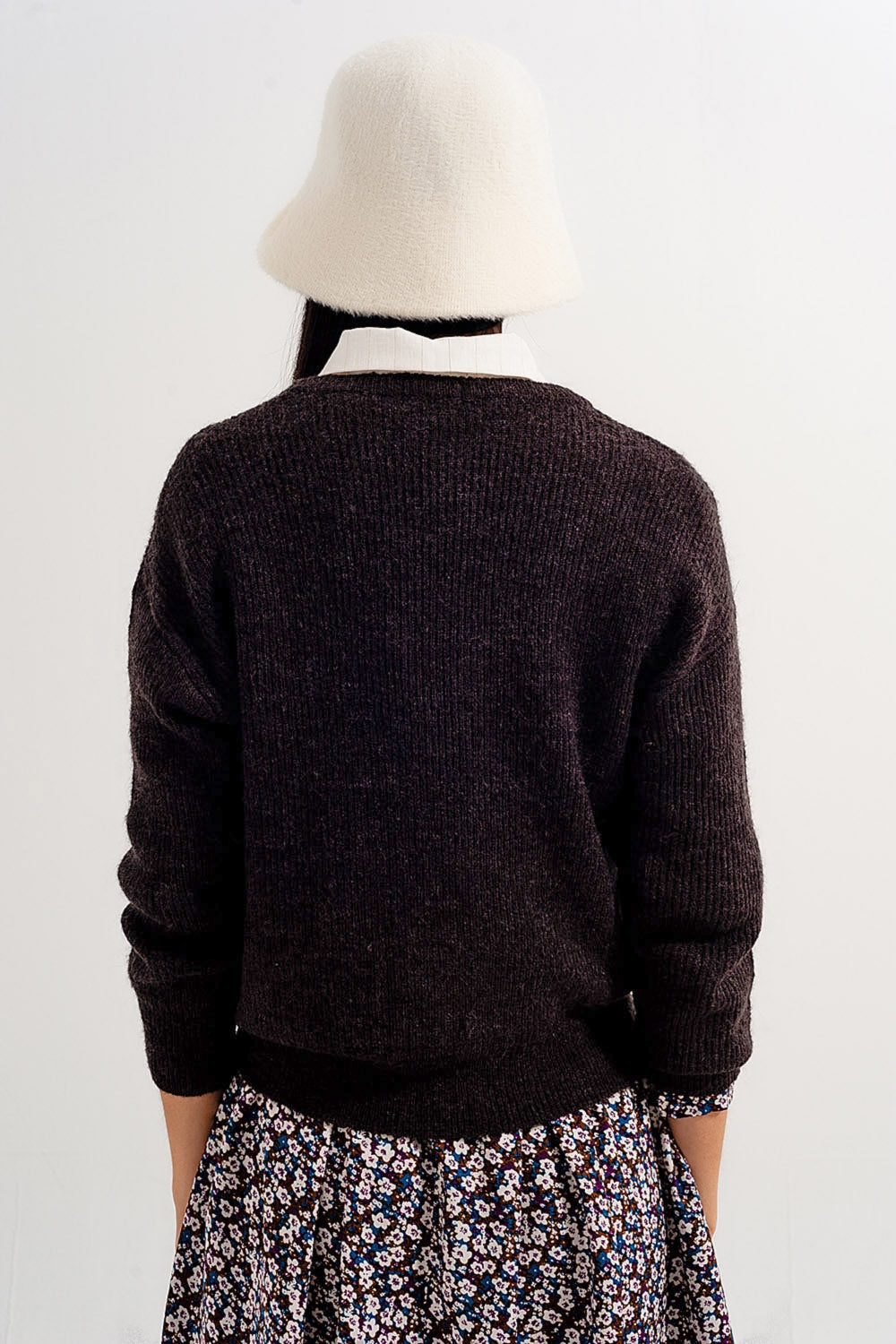 Chocolate crew neck jumper