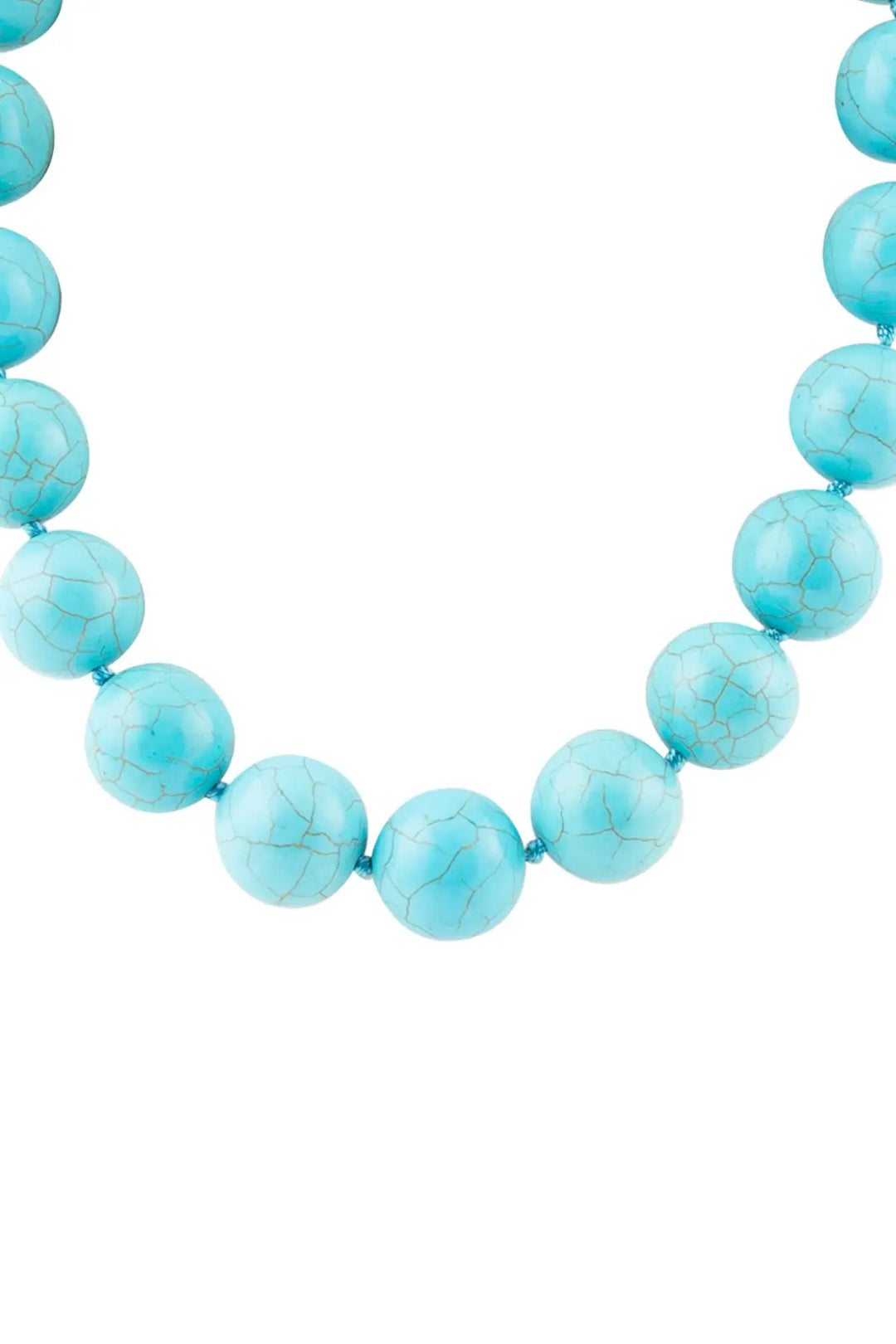 Chunky Blue Turquoise Magnesite Beaded Necklace - Necklaces