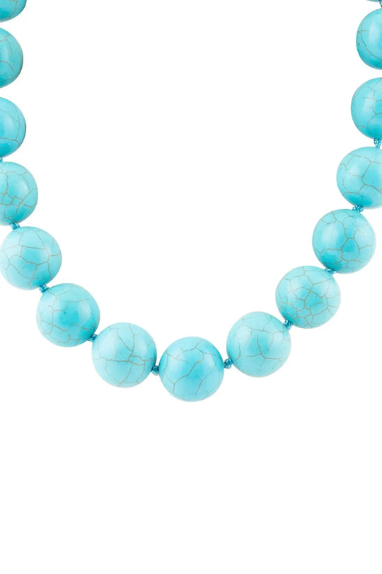 Chunky Blue Turquoise Magnesite Beaded Necklace - Necklaces