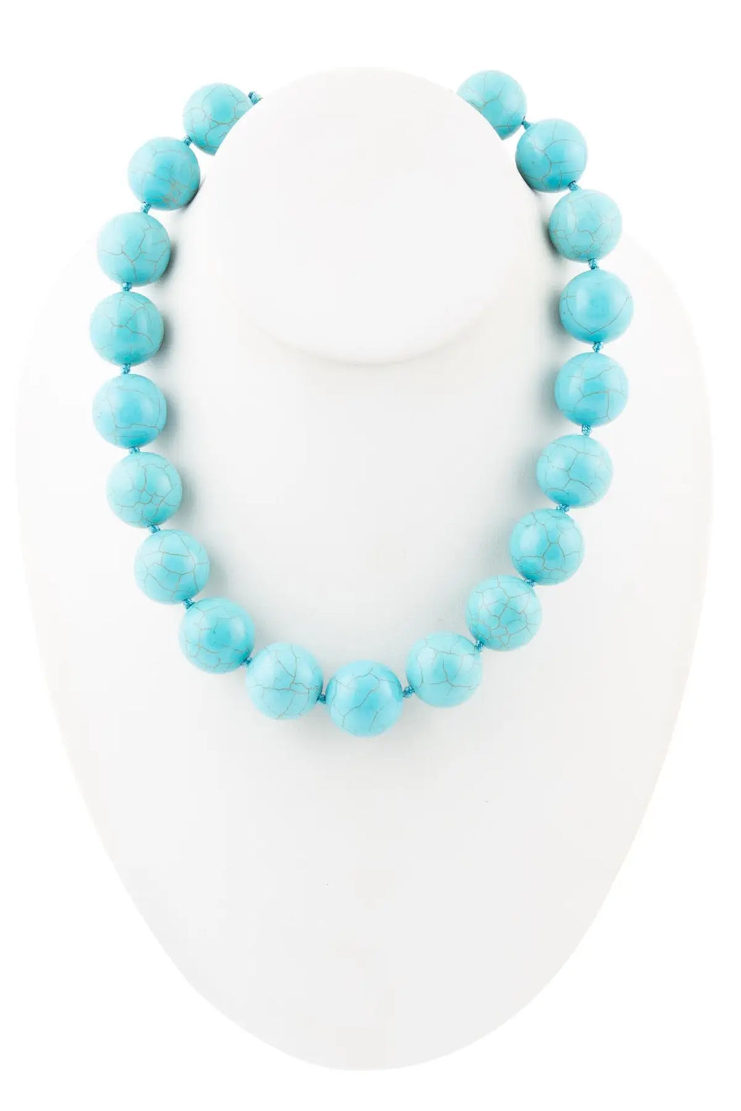 Chunky Blue Turquoise Magnesite Beaded Necklace - Necklaces