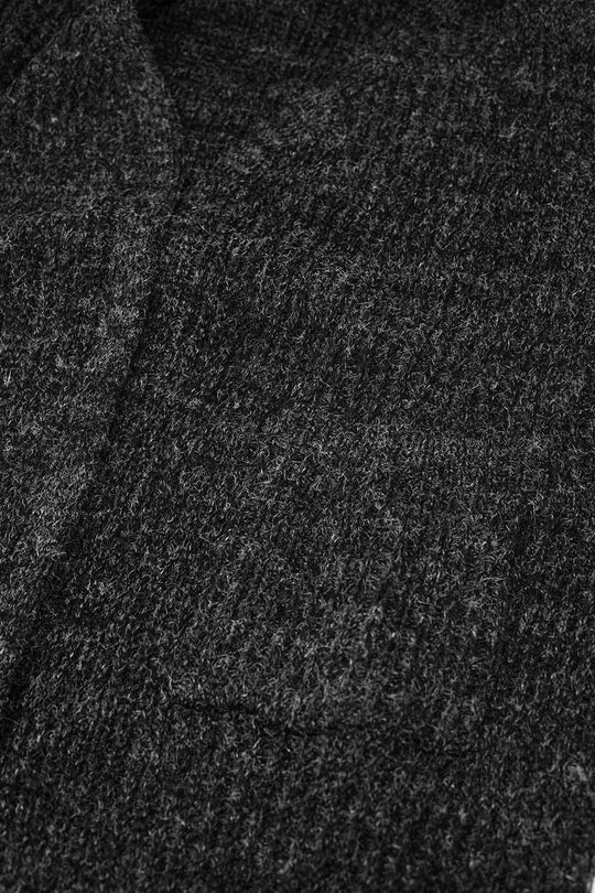 chunky knitted dark grey cardigan with pocktes - Sweaters