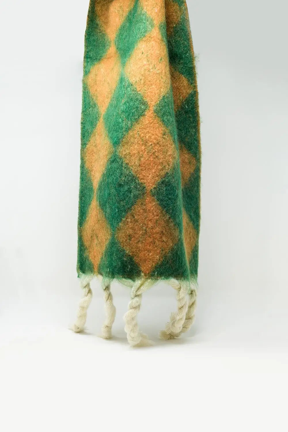 Chunky Scarf In Argyle Pattern in Green - One Size / Green - Scarves & Hats