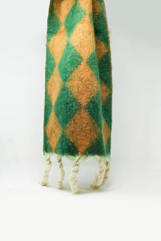 Chunky Scarf In Argyle Pattern in Green - One Size / Green - Scarves & Hats