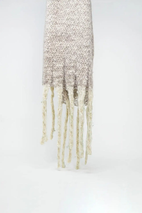 Q2 Chunky Scarf With Stripe design in green and yellow