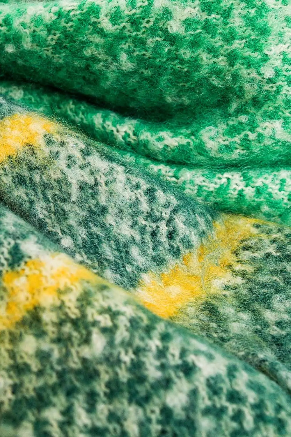 Chunky Scarf With Stripe design in green and yellow - One Size / Green - Scarves & Hats