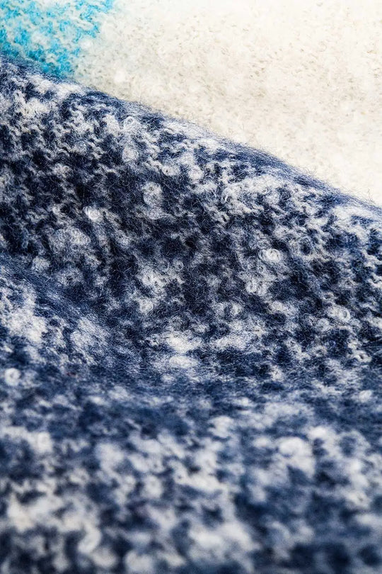 Chunky scarf with stripes in blue - One Size / Blue - Scarves & Hats