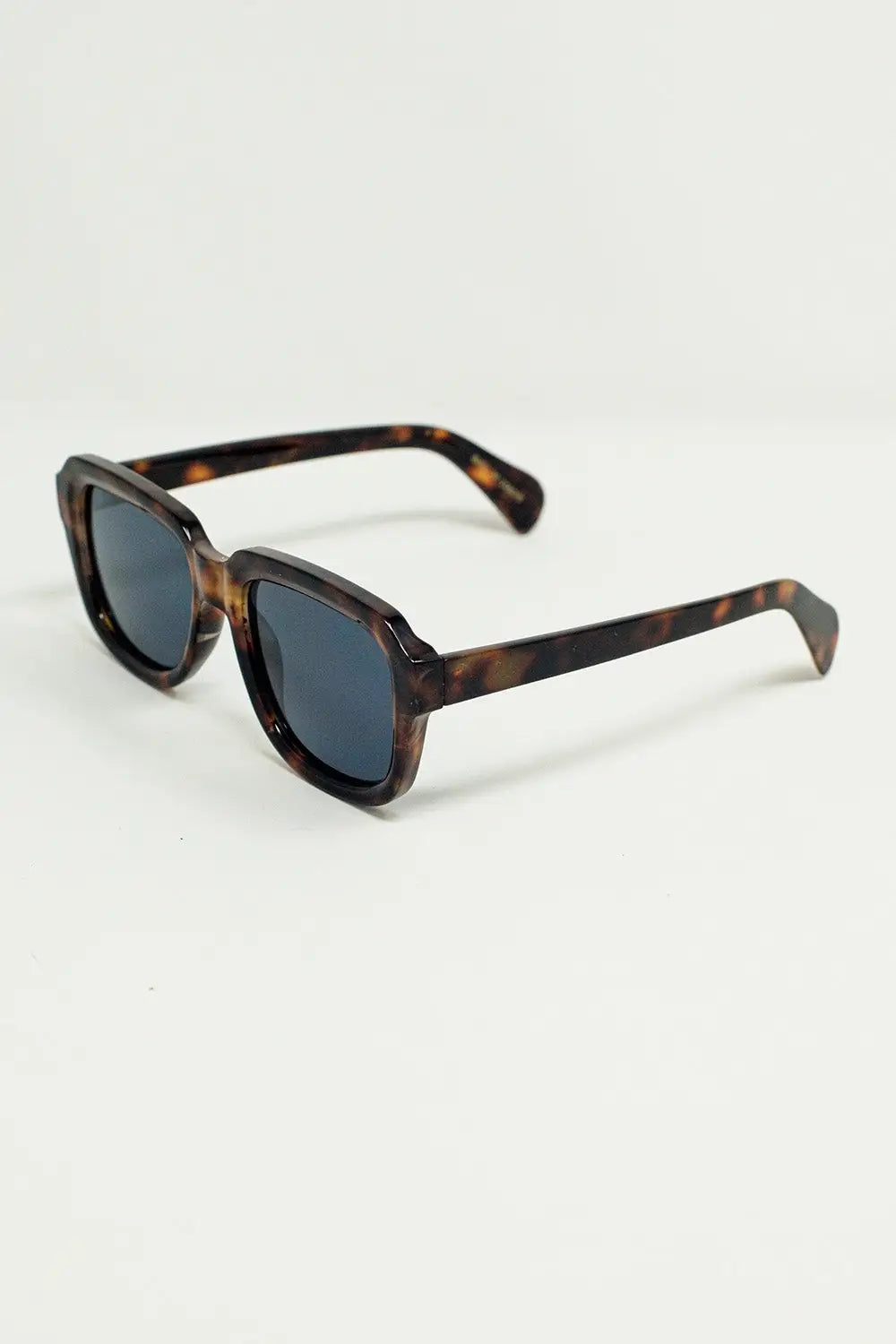 Chunky Square Sunglasses With Dark Brown Tortoise Shell Frame - One Size / Brown