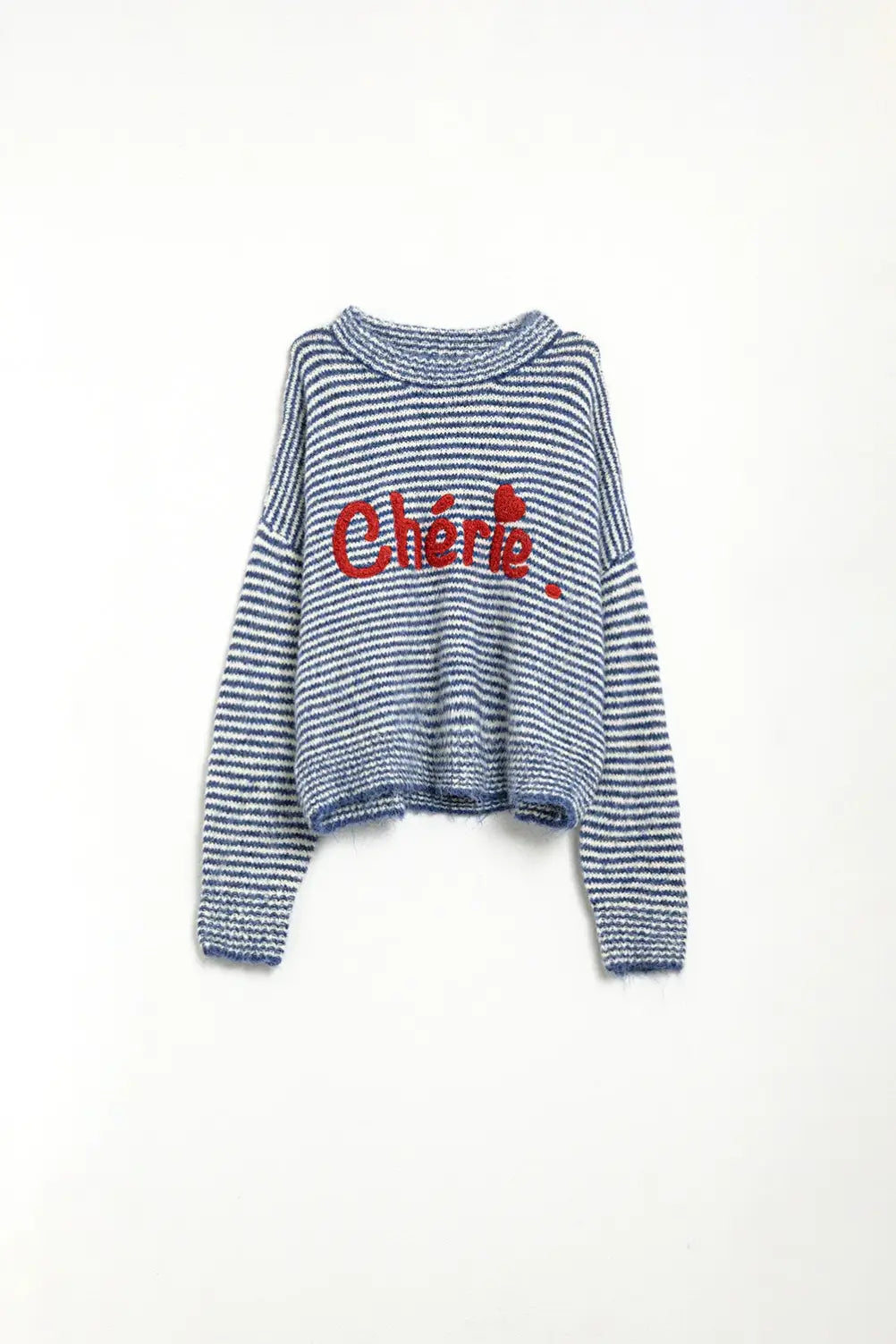 Chunky Stripey relaxed Sweater in blue and White - One Size / Blue - Sweaters