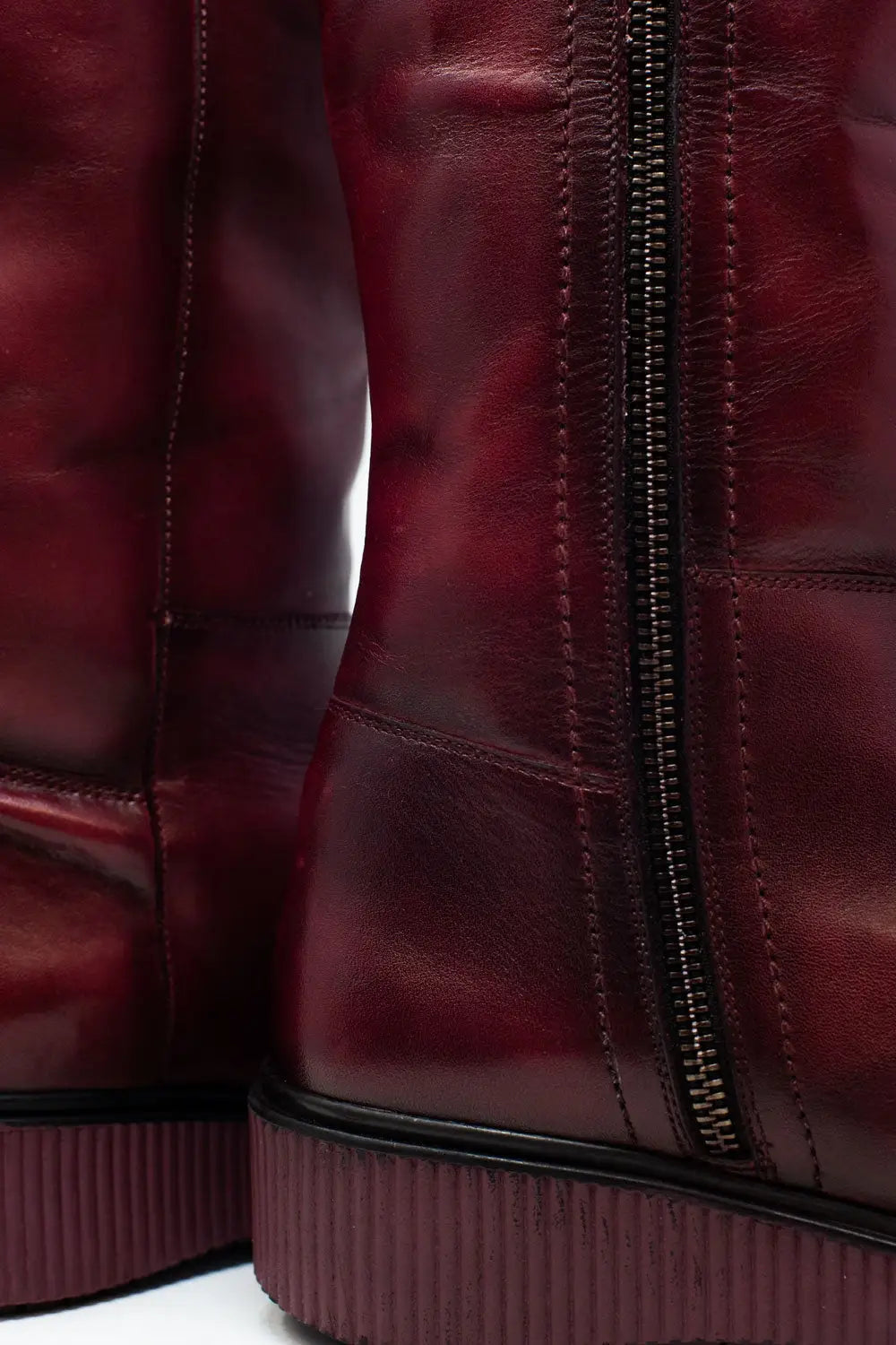 chunky zip boots in Maroon - Shoes