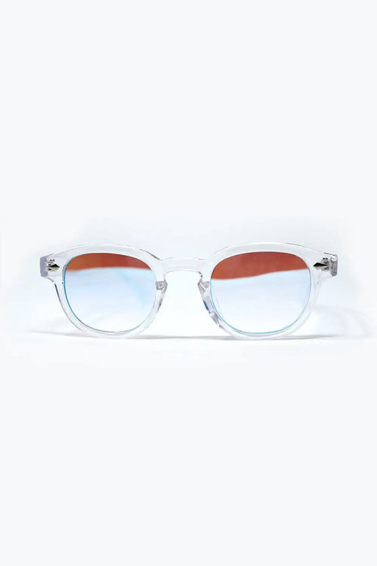 Clear Round Sunglasses With White Gradient Lense - One Size / White