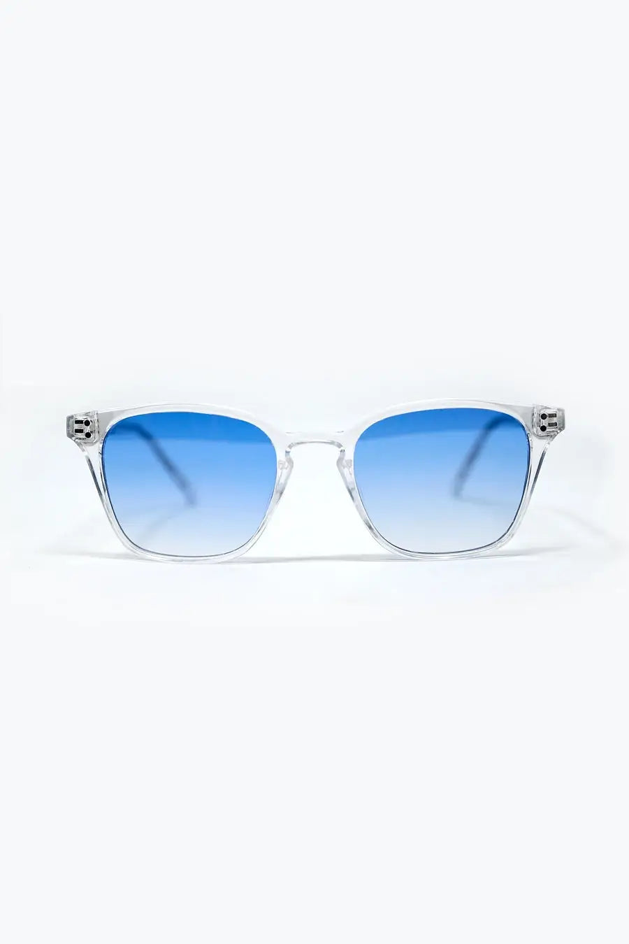 Q2 Clear Square Sunglasses with Light Blue Gradient Lenses