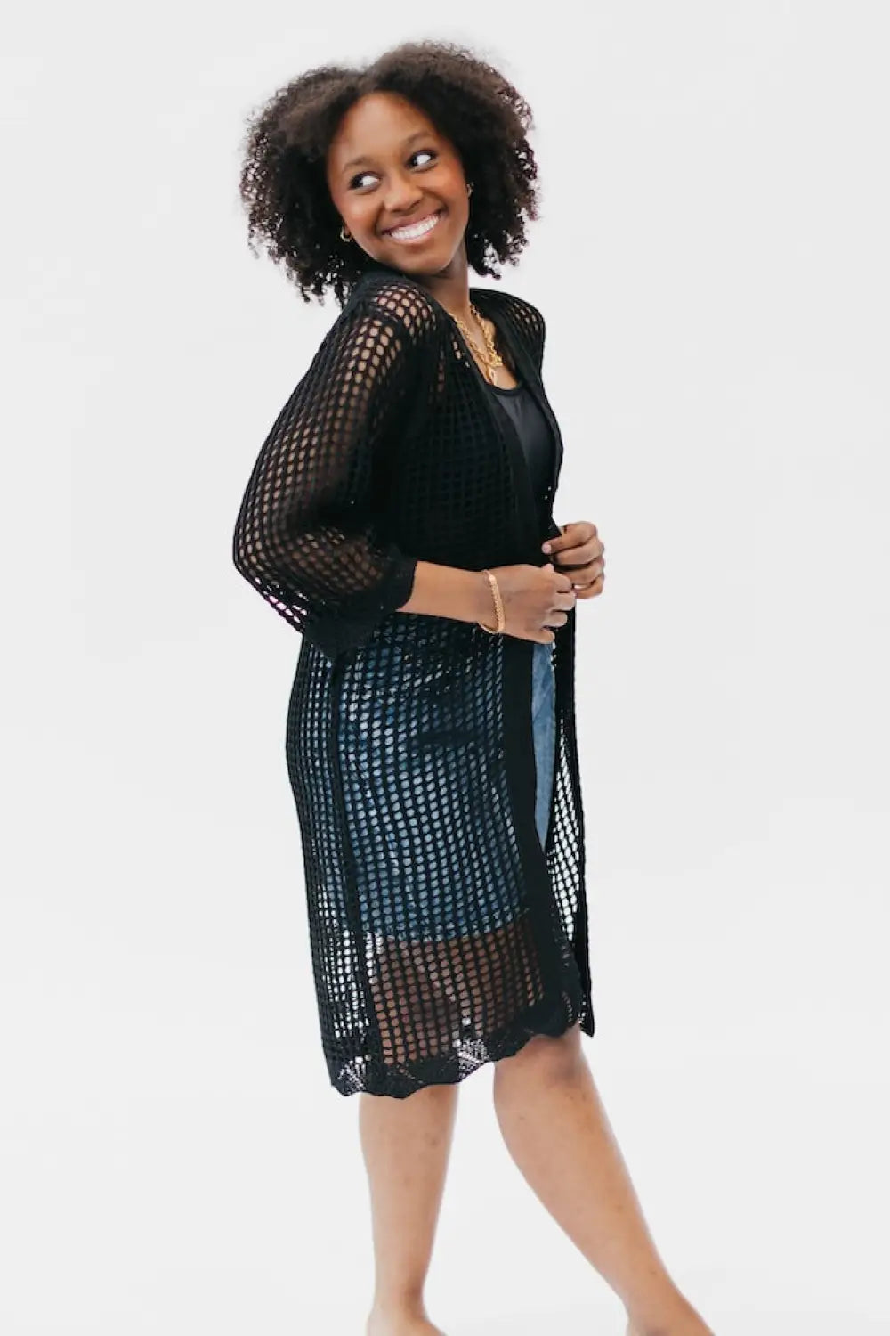 Coastal Views Crochet Tie Kimono - Kimono