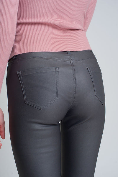 Coated pants in gray