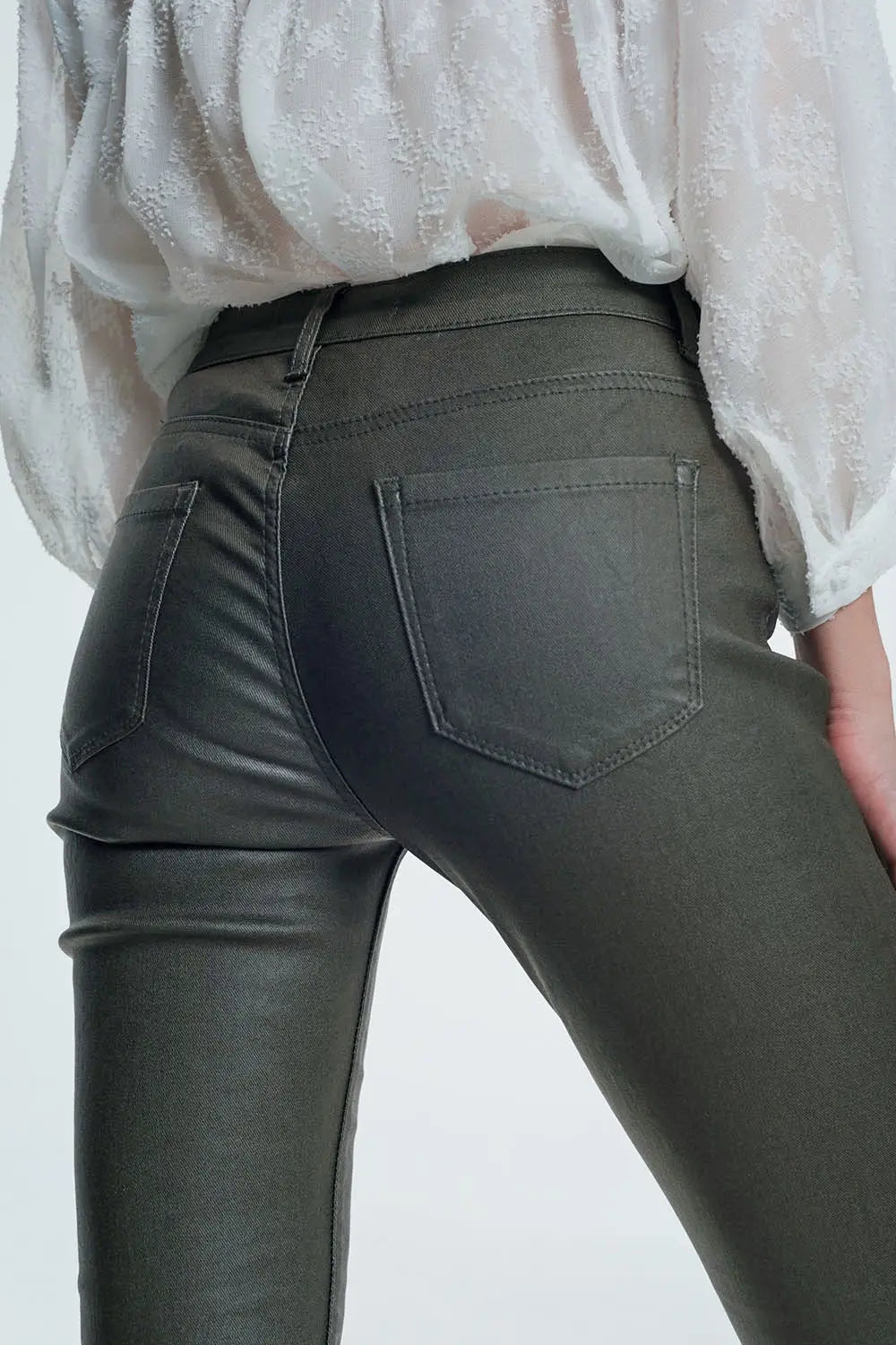 coated pants in khaki - Pants