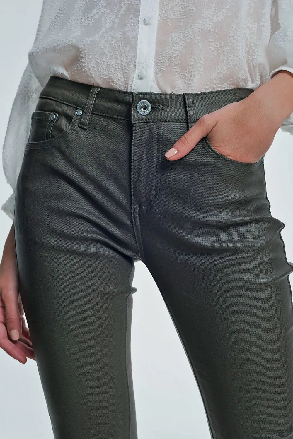 coated pants in khaki - Pants