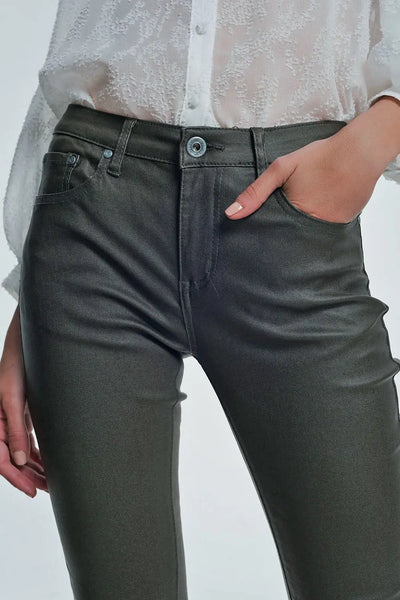 coated pants in khaki - Pants