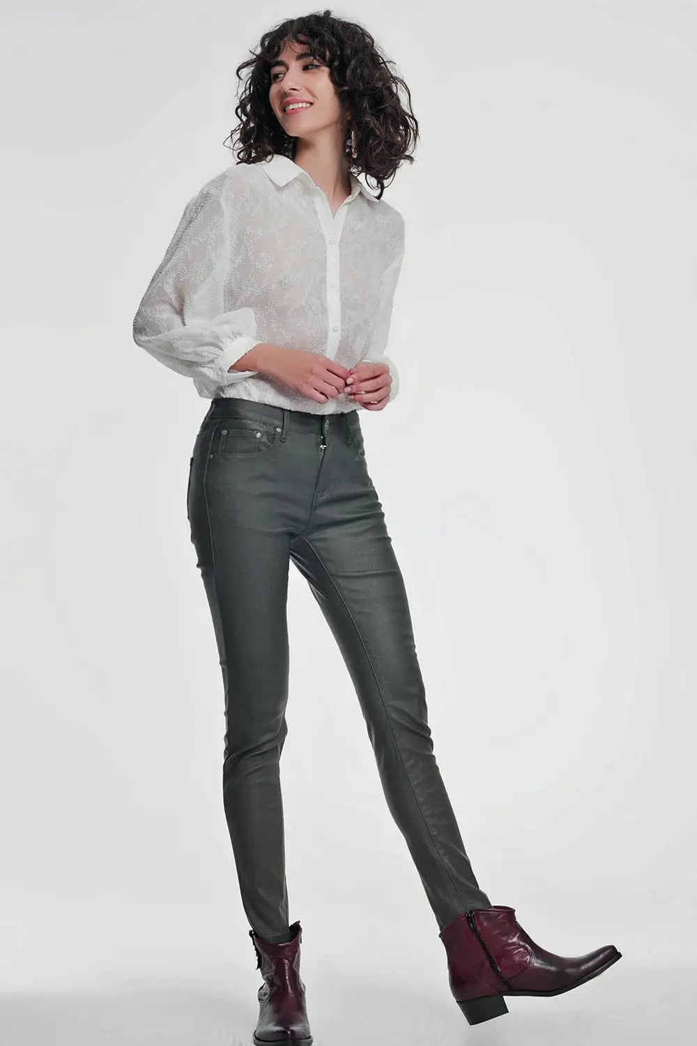 coated pants in khaki - Pants