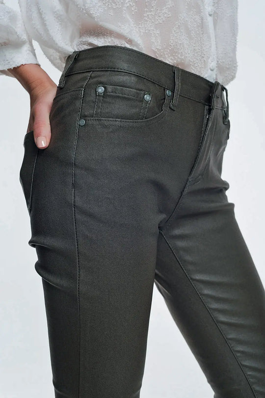 coated pants in khaki - Pants