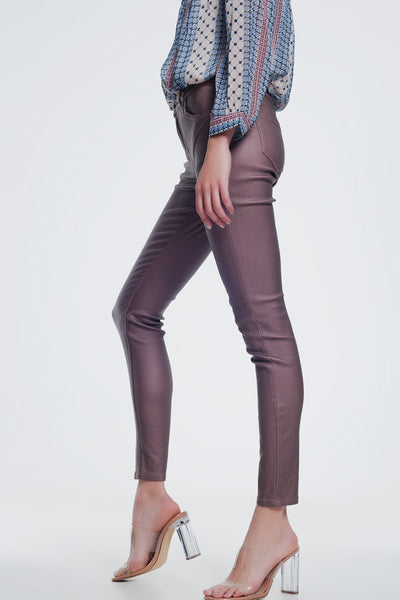 coated pants in pink