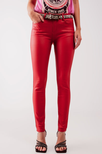 Coated pants in red