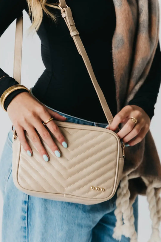 Coco Quilted Camera Crossbody Bag - Taupe - Crossbody Bag