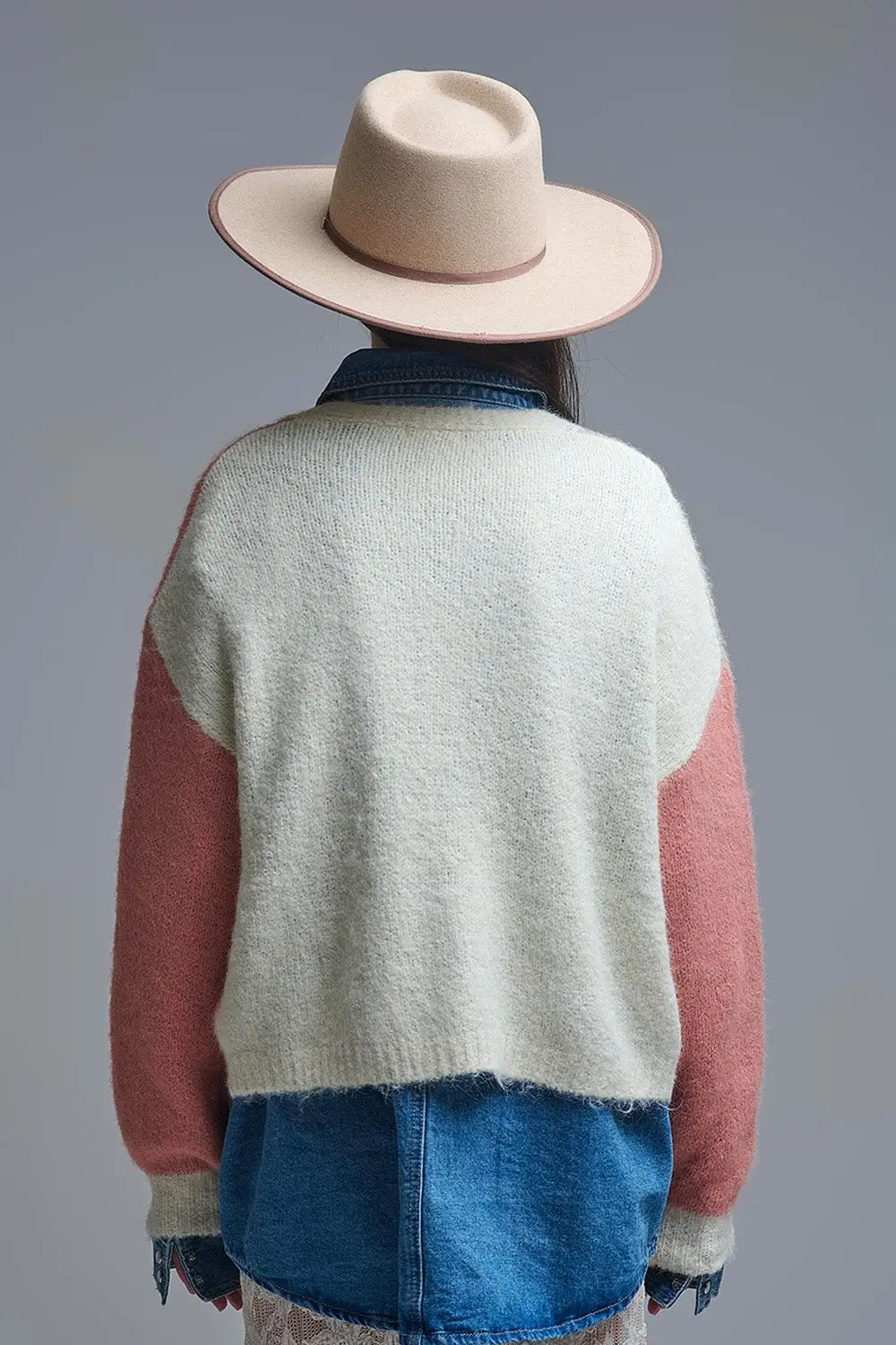 Color-block Sequin V-Neck Cardigan - One Size / Pink - Sweaters