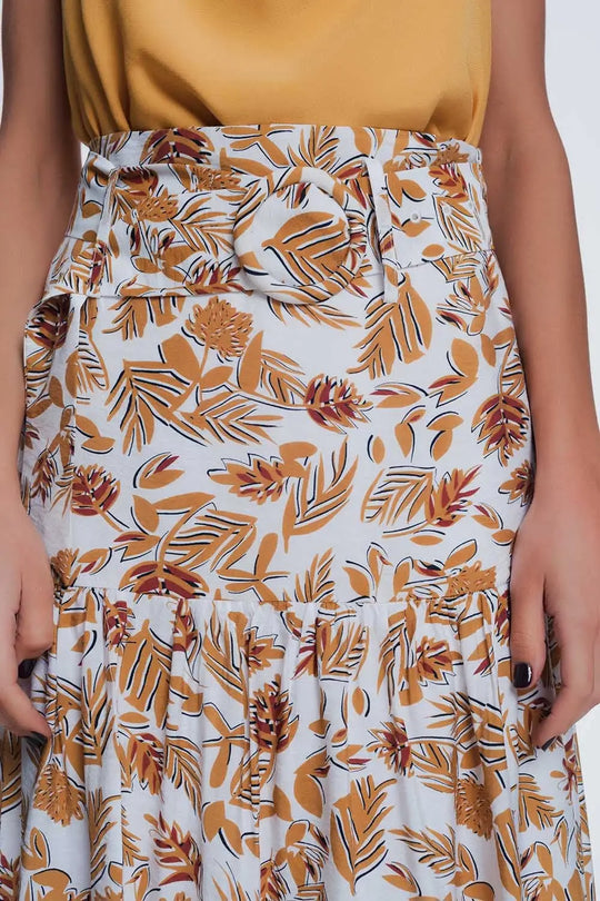 column midi skirt in jungle floral print - Skirts