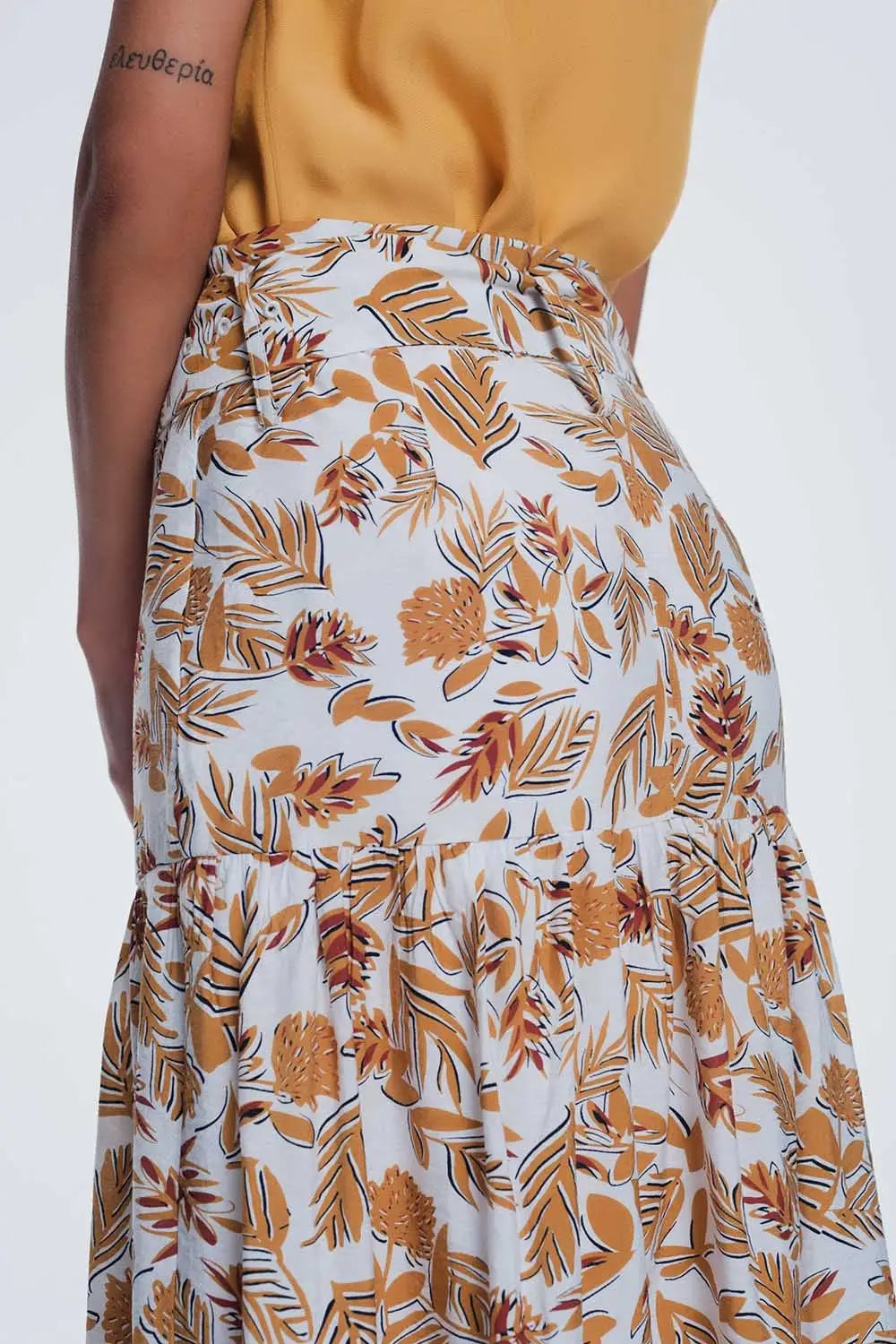 column midi skirt in jungle floral print - Skirts