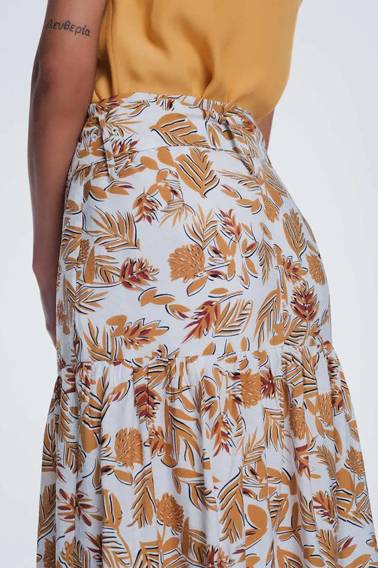 column midi skirt in jungle floral print - Skirts