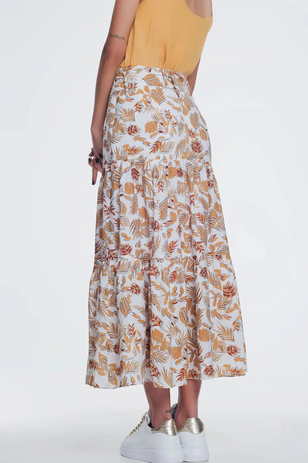 column midi skirt in jungle floral print - Skirts