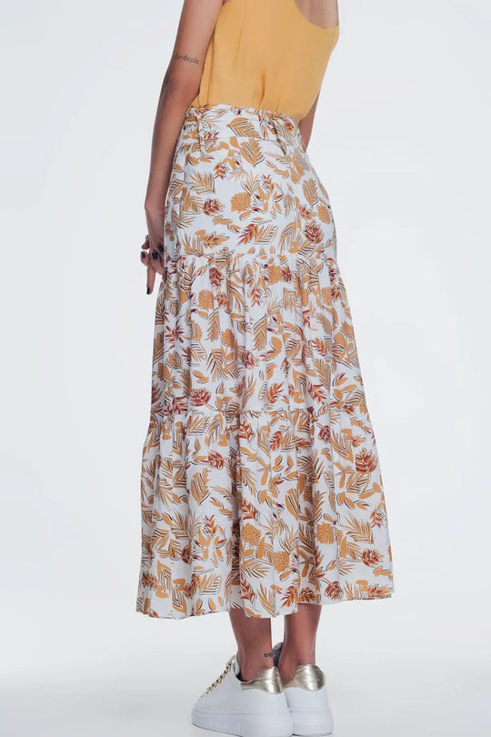 column midi skirt in jungle floral print - Skirts