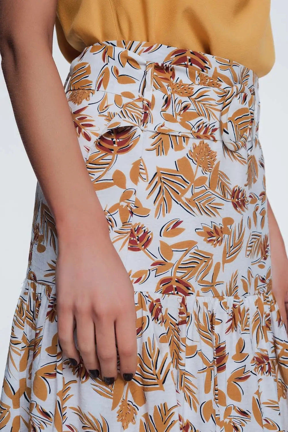 column midi skirt in jungle floral print - Skirts