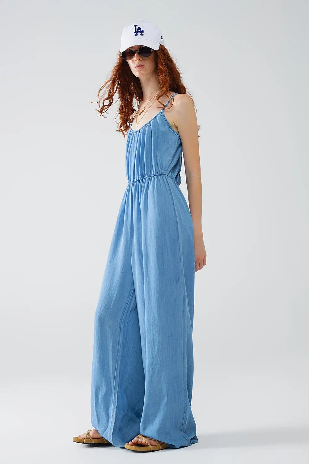 Combinaison en Tencel jean sans manches avec taille élastique - Vestidos