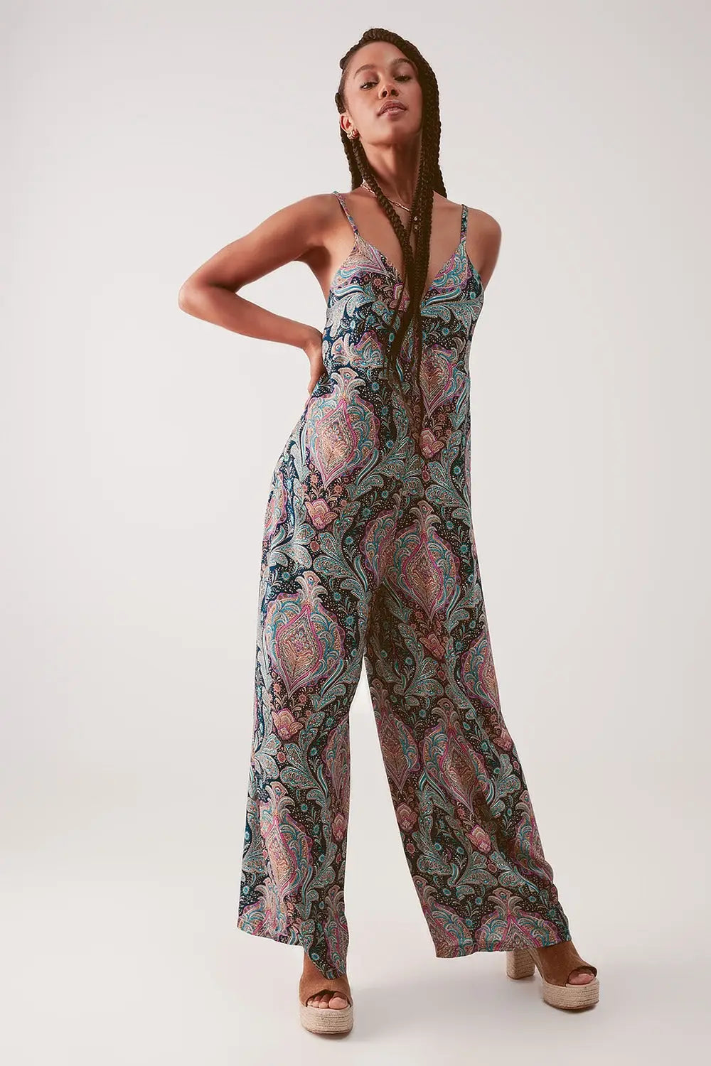 Combinaison large à motif cachemire bleu marine - Vestidos