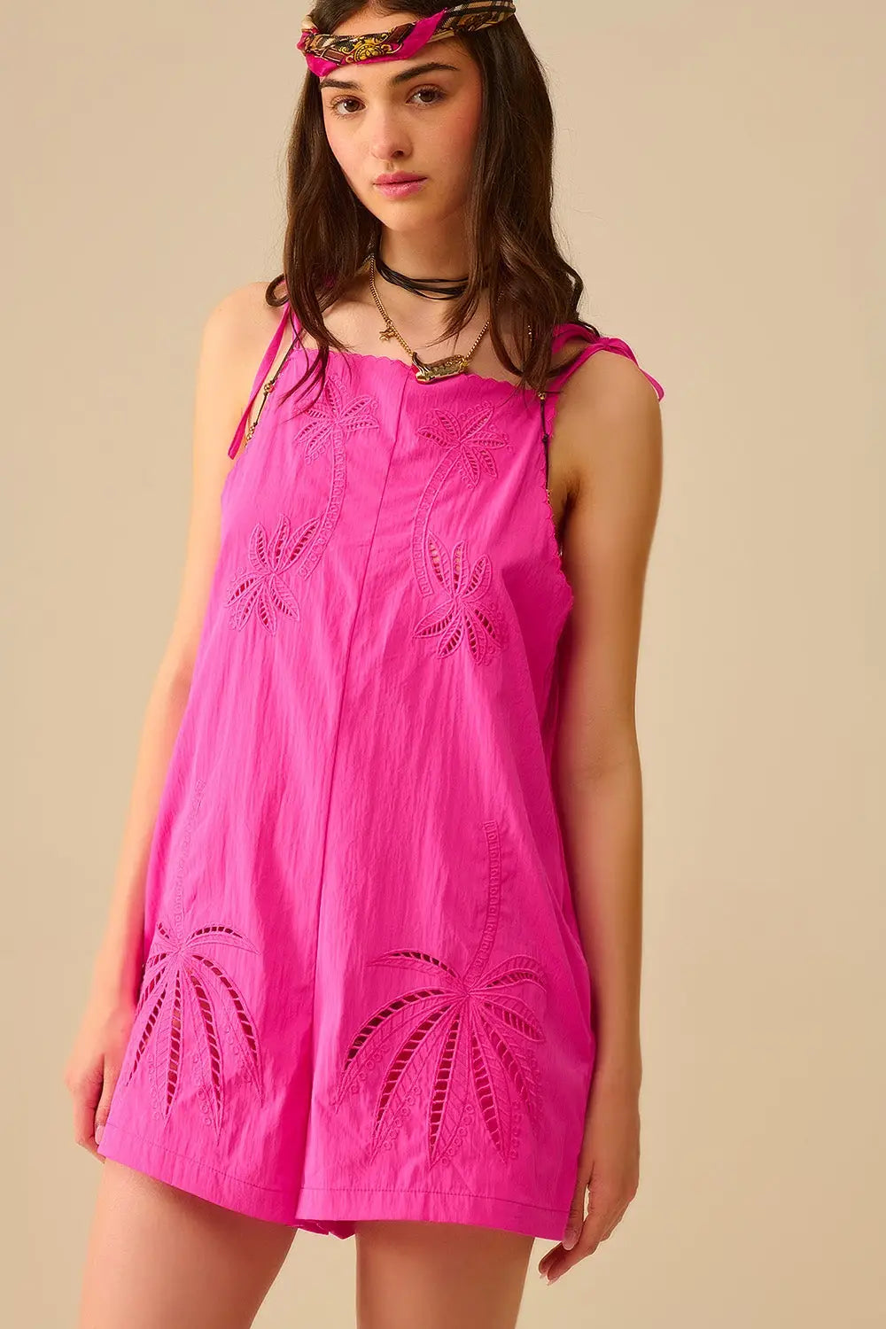 Combinaison palmier brodée rose - Vestidos