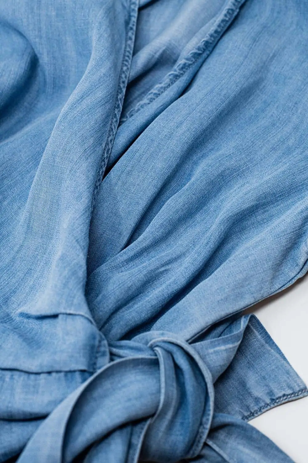 Combinaison Tencel cache-coeur en denim bleu - Vestidos
