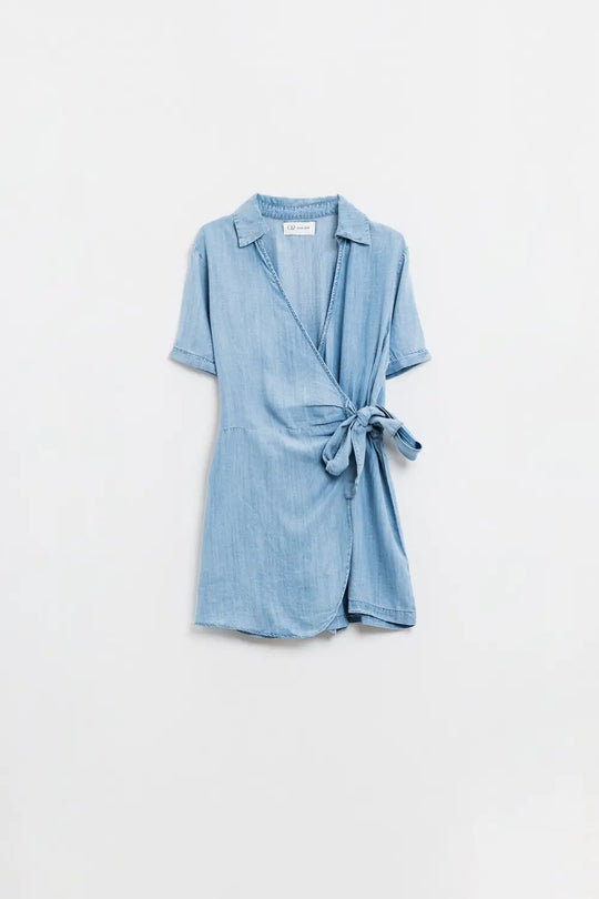 Combinaison Tencel cache-coeur en denim bleu - Vestidos